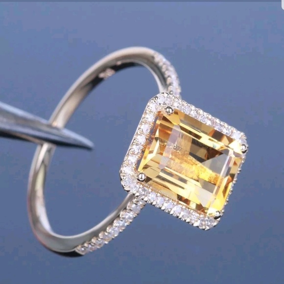 new Women citrine crystal claw ring silver filled - Picture 4 of 4